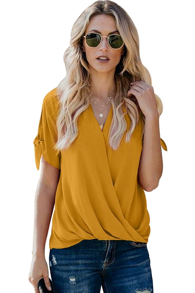 Fashion Summer Pure Color Loose Half-Sleeve Top Shirt