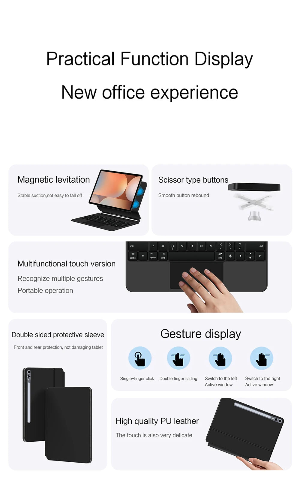 Magic Keyboard Case For Samsung Galaxy Tab S10+ S9 FE+ S9+ S8+ S7 FE Plus 12.4 inch S9 S8 11 Tablet Book Cover Slim Key Touchpad